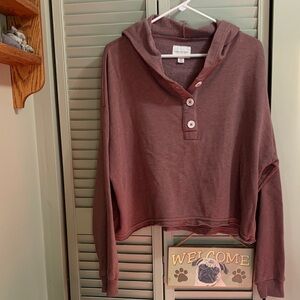 American Eagle Outfitters Mauve Button-Up Sweatshirt